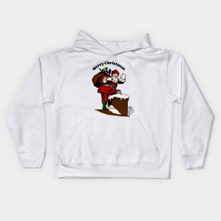 Santa Claus entering in house from Chimney Kids Hoodie